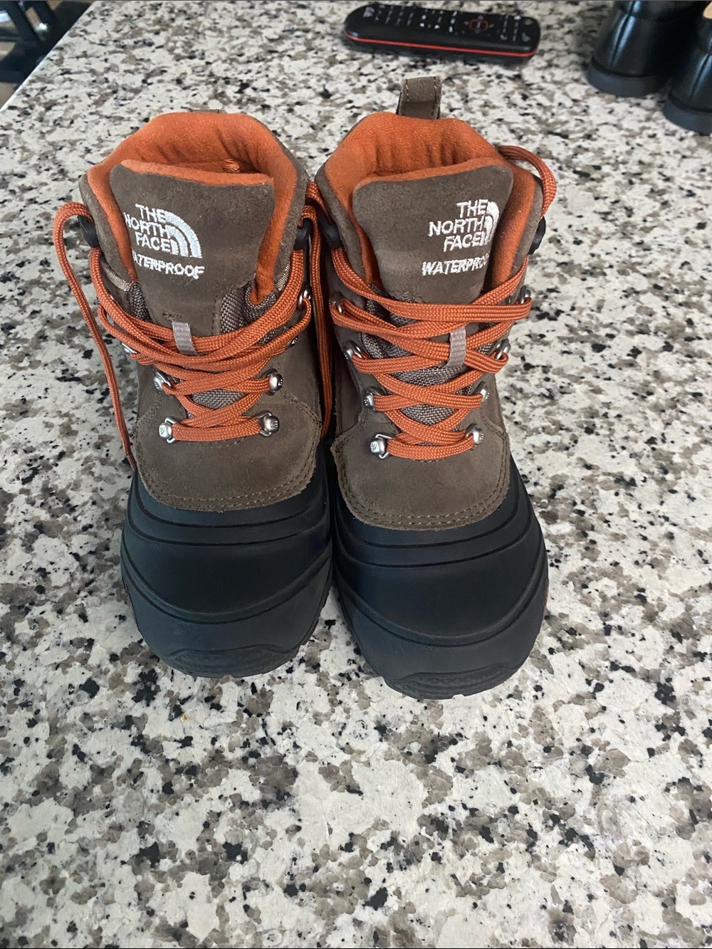 The North Face Brown Suede & Orange Lined Waterproof Boots